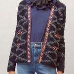Tory Burch  Tweed Trim Cardigan Sweater Coat Blue Red‎ Gold Womens size small Photo 0