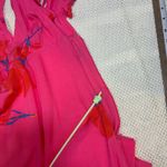 Free People  Shes a Waterfall Dress Size 0 Hot Pink Floral Ruffle Sleeve Midi Photo 8