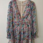 Hello Molly purple, blue & white floral v-neck long sleeve mini dress size 4 Photo 12