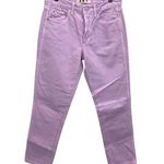 AMO Womens Button Fly 100% Cotton Tomboy Crop Pants‎ Purple Size 24 Pink Photo 0