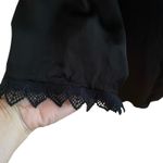 BHLDN Anthropologie Size S Matine Satin Lace Bridal Short Robe Black Silky Photo 3