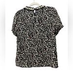 Ellison  Animal Print Blouse Size S Short Sleeve Textured Trim Photo 4