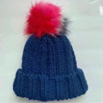 Boden Blue,Pink,White and‎ Red Pom Pom Knit Ribbed Beanie Size XS Stretch Blue Photo 3
