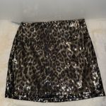 Altar'd State Leopard Sequin Mini Skirt Women’s S Small Brown Tan Black Photo 4