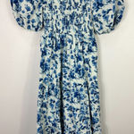 Abercrombie & Fitch  Smocked Midi Dress Small Blue Floral Square Neck Cottage Photo 0