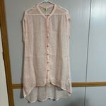 Eileen Fisher  Light Pink Linen Blend Sheer Swimsuit Coverup Top Size Medium Photo 3