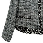 Tahari | Size 8 | Tweed Black White Leopard Animal Print Trim Blazer Jacket Photo 3