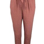Sienna Sky Pink White Pinstriped Tie High Waisted Paperbag Trouser Pants Size XS Photo 0