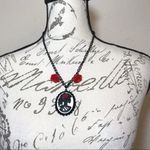 Skull Cameo Black Red Roses Gothic Dead Necklace Photo 8
