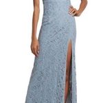 Lulus  Waiting For Tonight Blue Lace Halter Top Gown Photo 0