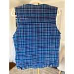 st. john's bay Vintage Blue Plaid Vest Cardigan Americana Cotton S Authentic Photo 2