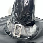 Womens Black Halloween Witch Costume Hat Shiny Photo 1