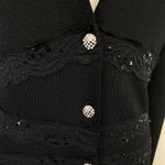 Vertigo  Paris Black Lace & Sequin Button Front Knit Cardigan Sweater Small Photo 4