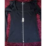 Loft Women’s Black Ribbed Longsleeve Top Flutter Shoulders MEDIUM Photo 5