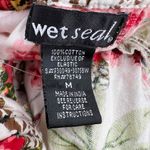 Wet Seal Strapless Dress White Red Floral Print Babydoll Ruffle Cotton Medium Photo 3