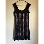 Y2K Vintage Dressbarn Black Striped Scoop Neck ALine Dress sz 14 90s Grunge Goth Photo 2