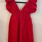 Day and Moon Red Ruffle Tie Back Poplin Dress Size M Photo 0