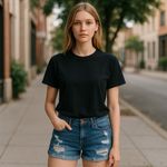 Aeropostale  Womens Shorts Size 6 Destructed Denim Cuffed Ripped Blue‎ Jean Photo 1