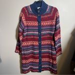 st. john's bay  knit long cardigan sweater red blue size medium Photo 6