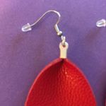 Earrings Red Teardrop Earrings Faux Leather BRAND NEW Fish Hook Vegan Leather Photo 2