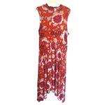 Anthropologie Anthopologie | Maeve Cleary Orange Floral Mock Neck Midi Dress Women's sz. L Photo 1
