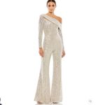 Mac Duggal 26596 SEQUINED DROP SHOULDER LONG SLEEVE JUMPSUIT Nude Gold 10 Photo 2