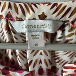 Garnet Hill 100% Silk Floral Green and Orange Ikat Women's Top Size 16 Photo 1