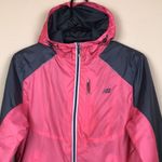 New Balance Women’s Pink Gray Windbreaker Hooded Zip-Up Jacket Photo 1