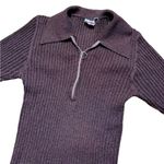 70s vintage Scrambler Knit Quarter Zip Wingerd Collar Ribbed Sweater Brown Med Photo 5