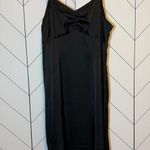 Melrose and Market Women’s Large Black Satin Spaghetti Strap. Midi Dress Party Photo 1