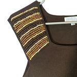 Joseph A . Brown Short Cap Sleeve Beaded Square Neck Dressy Blouse Women Sz S Photo 2