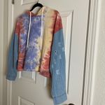 Like an angel pullover cropped hoodie, tie-dye, light denim sleeves Size large Photo 1