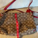 Coach Authentic Signature Crossbody Bag New tag Khaki/Red Photo 12
