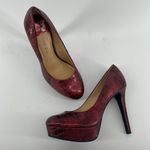 Gianni Bini  wine red faux python print metallic platform heel heels shoes NWOT Photo 8