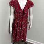 Anthropologie  Maeve Rosalia Red Floral Wrap Dress size 14 Photo 5