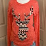 Pink Rose  salmon colored antlered deer cute “ugly Christmas sweater” in Size S. Photo 0