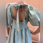MARBLE Light Green Mini Dress with Puff Sleeves Size L Photo 4