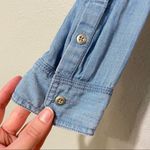 Talbots  Ruffled Chambray Button Down Shirt Womens S Coastal Grandma Western Top Photo 2