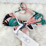 PATBO‎ Tropical Floral Triangle Black Salmon Bikini Top Size 4 NWT Green Photo 4