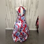 Dear Moon Floral Halter Maxi Dress Red Blue Size 3 XS/S Photo 3
