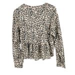 La La Land NWT  Creative Ruffle Hem Top in Stone Leopard Size Small S NEW Photo 9