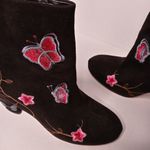 Nanette Lepore  Black Suede Embroidered Lilly Ankle Photo 4