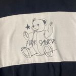 Pink Savior Teddy Bear Color Block Crewneck Womens Size Medium Black White Photo 2