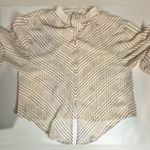Habitual Women’s Tan Beige Long Sleeve Sheer Front Knot Blouse Small Photo 3