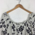 Free People One On One Date Floral Bodysuit XS White Polka Dot Bell Sleeve Photo 3