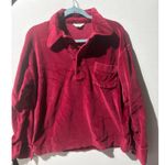 Vintage Burgundy Velour Polo Shirt Long Sleeve Collared Pocket Size L Red Size L Photo 1