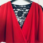 ASOS Deep Red & Black Lace Fit & Flare V-Neck Christmas Party Dress | Size: 6/S Photo 2