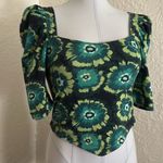 Free People  Give Me More Square Neck Puff Sleeve Crisscross Back Crop Top Small Photo 5