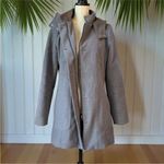 Merona Gray Hooded Coat with High Snap Collar – Size M Photo 4