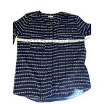 Gap  Women's Navy White Teardrop Print Long Sleeve Button Up Shirt Size S Photo 5